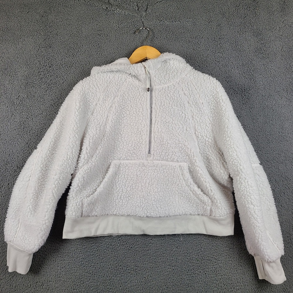Lululemon Scuba Oversized Half-Zip Hoodie Sherpa Fleece White LW4BN3S M/L